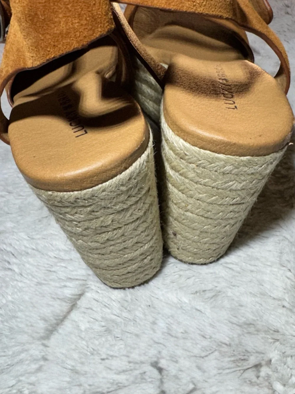 Lucky Brand LK-Neveah Espadrille Wedge Sandals - Tan Women’s size 8 - Picture 5 of 10